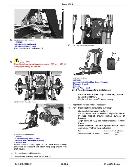 John Deere 9R390, 9R440, 9R490, 9R540, 9R590, 9R640, 4WD Articulated Tractors, 9RX490, 9RX540, 9RX590 and 9RX640 Articulated Tracked Tractors (+SCRAPER) Repair Manual (TM164919) John Deere 9R390, 9R440, 9R490, 9R540, 9R590, 9R640, 4WD Articulated Tractors, 9RX490, 9RX540, 9RX590 and 9RX640 Articulated Tracked Tractors (+SCRAPER) Repair Manual (TM164919)