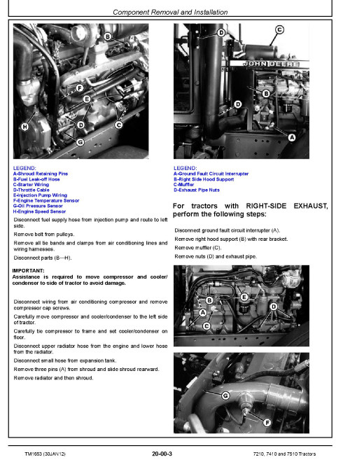John Deere 7210, 7410 and 7510 Tractors Repair Manual (TM1653) John Deere 7210, 7410 and 7510 Tractors Repair Manual (TM1653)