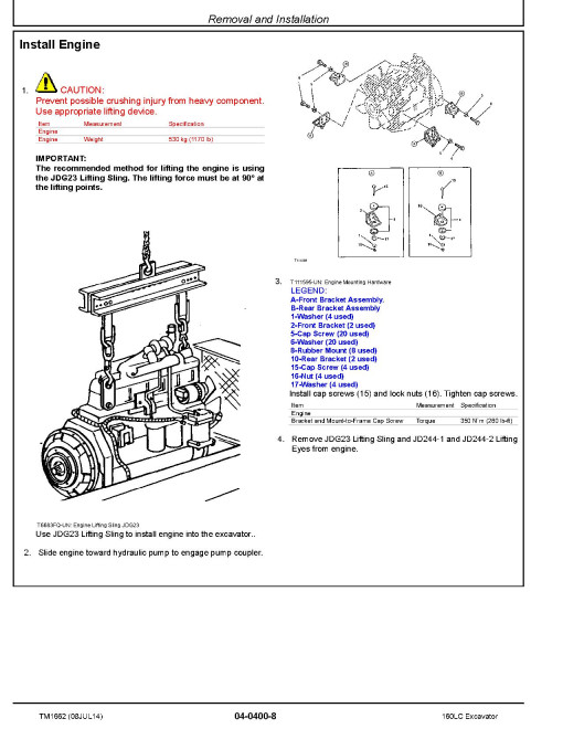 John Deere 160LC Crawler Excavators (Metric) Repair Manual (TM1662) John Deere 160LC Crawler Excavators (Metric) Repair Manual (TM1662)