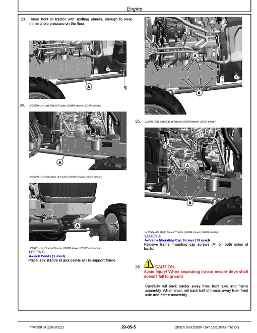 John Deere 2032R and 2038R Compact Utility Tractors Technical Manual (TM166819)