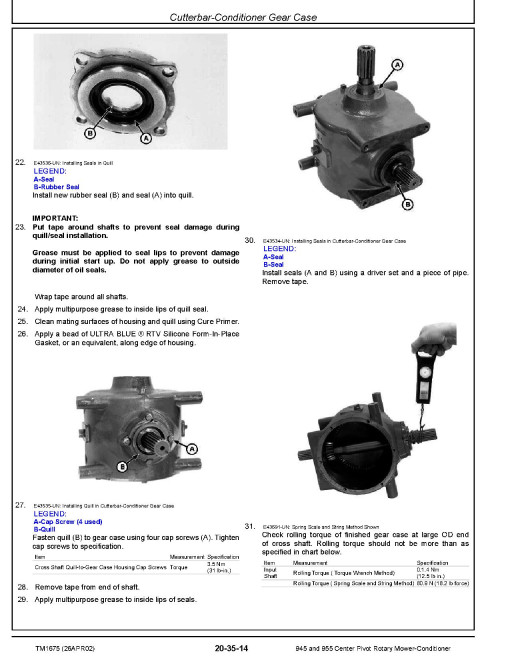 John Deere 945 and 955 Center Pivot Rotary Mower-Conditioners Technical Manual (TM1675) John Deere 945 and 955 Center Pivot Rotary Mower-Conditioners Technical Manual (TM1675)