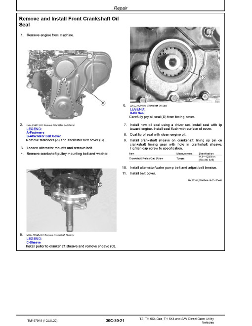 John Deere TH 6X4 Gas, TS, Diesel SAV and TH 6X4 Gator Utility Vehicles Technical Manual (TM167919) John Deere TH 6X4 Gas, TS, Diesel SAV and TH 6X4 Gator Utility Vehicles Technical Manual (TM167919)