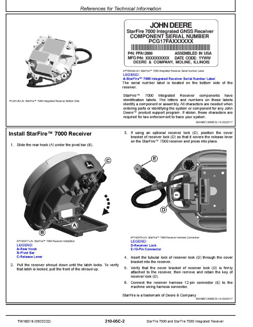 John Deere StarFire™ 7000 and StarFire™ 7000 Integrated Receiver Technical Manual (TM168319) John Deere StarFire™ 7000 and StarFire™ 7000 Integrated Receiver Technical Manual (TM168319)