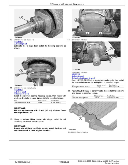 John Deere 8100, 8200, 8300, 8400, 8500 and 8600 Forage Harvesters Repair Manual (TM170919) John Deere 8100, 8200, 8300, 8400, 8500 and 8600 Forage Harvesters Repair Manual (TM170919)