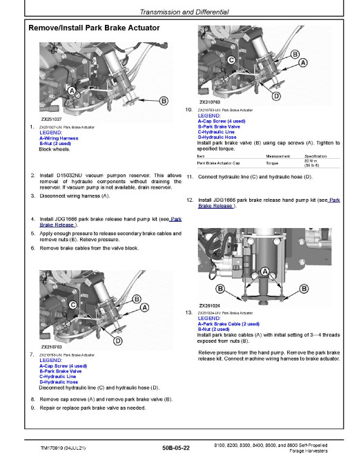 John Deere 8100, 8200, 8300, 8400, 8500 and 8600 Forage Harvesters Repair Manual (TM170919) John Deere 8100, 8200, 8300, 8400, 8500 and 8600 Forage Harvesters Repair Manual (TM170919)