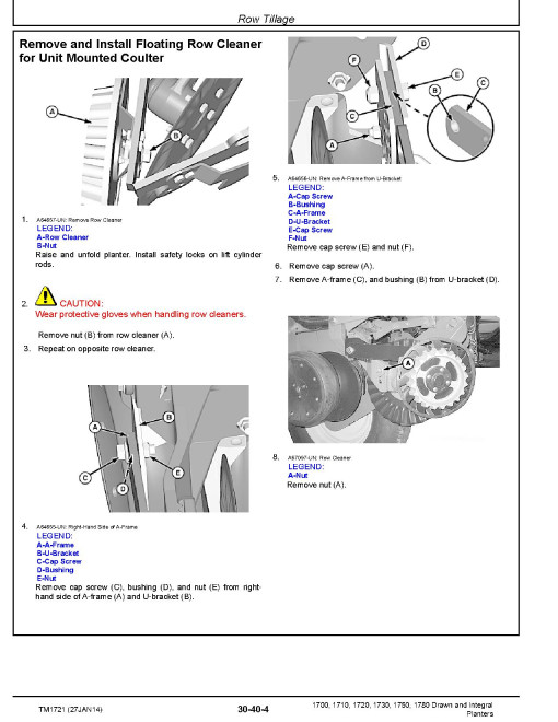 John Deere 1700, 1710, 1720, 1730, 1750 and 1780 Drawn and Integral Planters Repair Manual (TM1721) John Deere 1700, 1710, 1720, 1730, 1750 and 1780 Drawn and Integral Planters Repair Manual (TM1721)