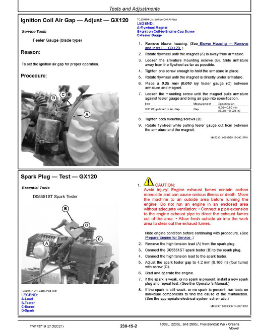 John Deere PrecisionCut 180SL, 220SL and 260SL Walk Greens Mowers (SN: 120001-130000) Technical Manual (TM173719)