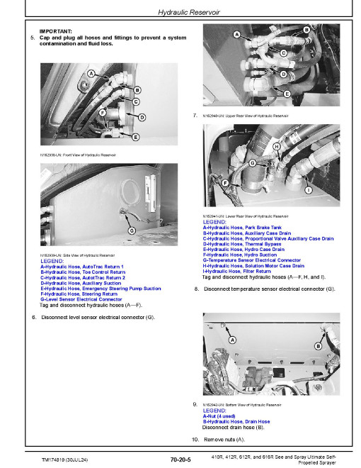John Deere 410R, 412R, 612R and 616R See & Spray Ultimate Self-Propelled Sprayers Repair Technical Manual (TM174819)