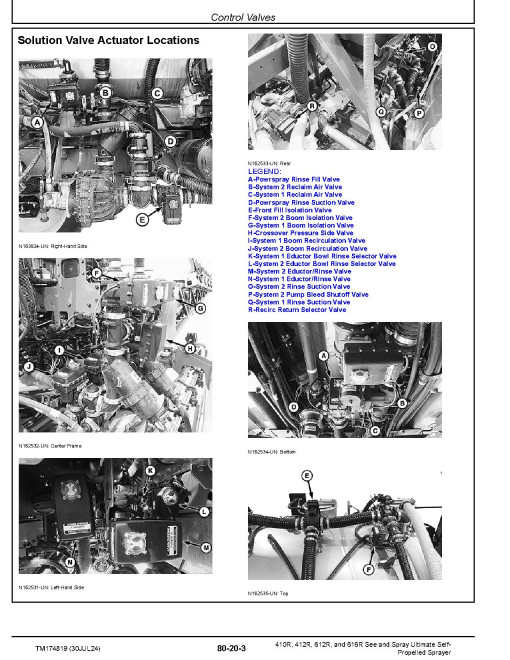 John Deere 410R, 412R, 612R and 616R See & Spray Ultimate Self-Propelled Sprayers Repair Technical Manual (TM174819)