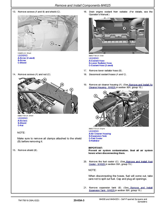 John Deere M4000 and M4040DN (SN: 230001-) Sprayers and Spreaders Repair Manual (TM175019) John Deere M4000 and M4040DN (SN: 230001-) Sprayers and Spreaders Repair Manual (TM175019)