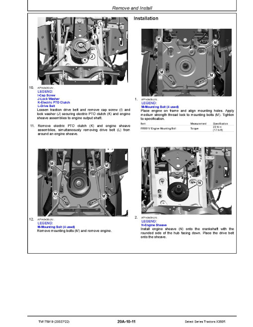 John Deere Select Series X350R Lawn Tractors (SN. from 150001) Technical Manual (TM175919) John Deere Select Series X350R Lawn Tractors (SN. from 150001) Technical Manual (TM175919)