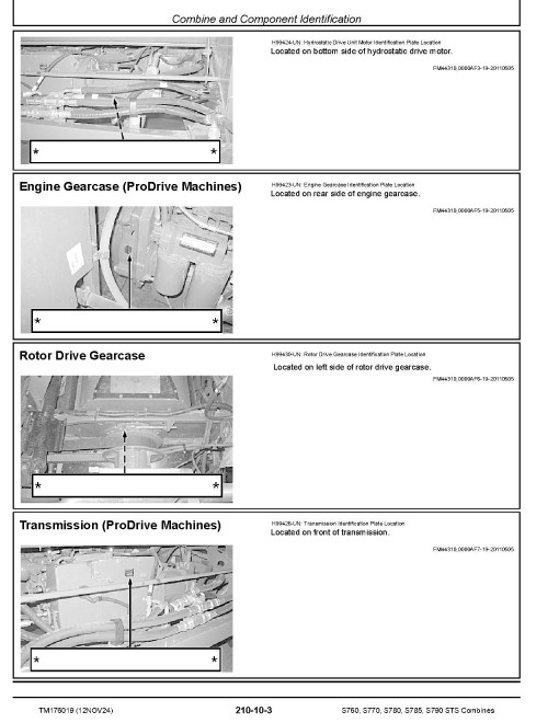 John Deere S760, S770, S780, S785 and S790 STS Combines (MY2023 - 2024) Diagnostic Technical Manual (TM176019)
