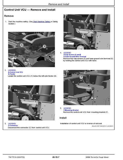 John Deere TerrainCut 9009A Rough Mowers (SN from 010001) Technical Manual (TM177519)