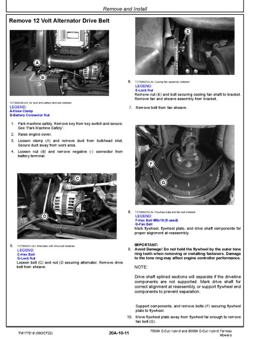 John Deere E-Cut Hybrid™ 7500A and 8000A (SN: 100001-110000) Fairway Mowers Technical Manual (TM177819)