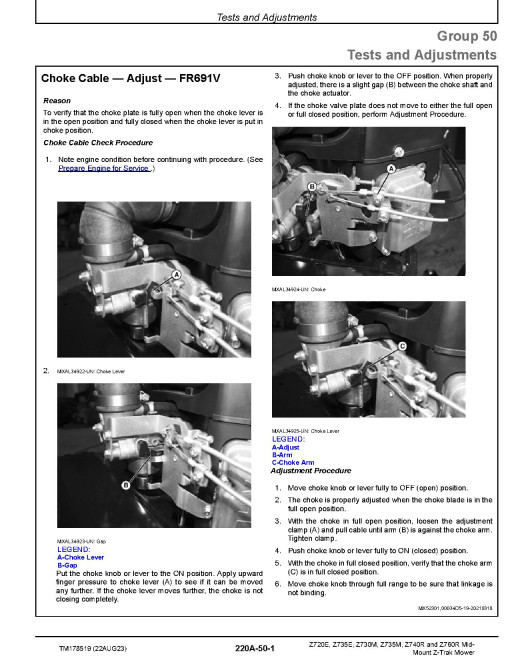 John Deere Z-Trak™ Z720E, Z730M, Z735E, Z735M, Z740R and Z760R (SN: 010001-) Mid-Mount Mowers Technical Manual (TM178519)