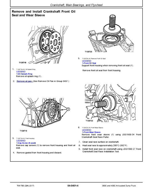 John Deere 350C and 400C Articulated Dump Trucks Repair Manual (TM1790)
