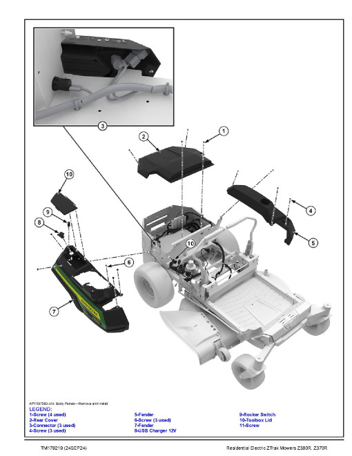 John Deere ZTrak Z370R (SN from 010001) and Z380R (SN from 050001) Electric Zero-Turn Mowers Technical Manual (TM179219)
