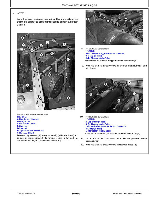 John Deere 9450 (SN. from 695100), 9550 (SN. from 695200) and 9650 (SN. from 695300) Combines Repair Manual (TM1801) John Deere 9450 (SN. from 695100), 9550 (SN. from 695200) and 9650 (SN. from 695300) Combines Repair Manual (TM1801)