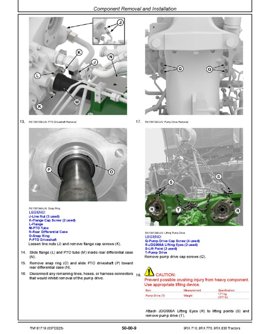 John Deere 9RX 710, 9RX 770 and 9RX 830 Articulated Tracked Tractors Repair Manual (TM181719)
