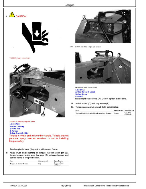 John Deere 946 and 956 Center Pivot Rotary Mower-Conditioners Repair Manual (TM1824) John Deere 946 and 956 Center Pivot Rotary Mower-Conditioners Repair Manual (TM1824)