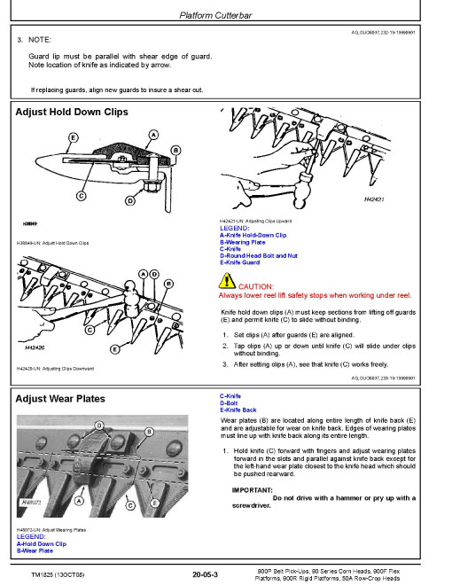 John Deere 914P Belt Pickups, 492,493,494, 592,594, 692,693,693SH,694, 892,893,894, 1092,1290,1291,1293 Corn Heads, 653A,853A Row-Crop Heads, 915F,918F,918R,920F,920R, 922F,922R,925F,925R,930F,930R Cutting Platforms Repair Manual (TM1825) John Deere 914P Belt Pickups, 492,493,494, 592,594, 692,693,693SH,694, 892,893,894, 1092,1290,1291,1293 Corn Heads, 653A,853A Row-Crop Heads, 915F,918F,918R,920F,920R, 922F,922R,925F,925R,930F,930R Cutting Platforms Repair Manual (TM1825)