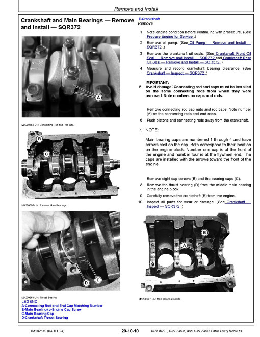 John Deere XUV 845E, XUV 845M and XUV 845R Gator Utility Vehicles Technical Manual (TM182519)