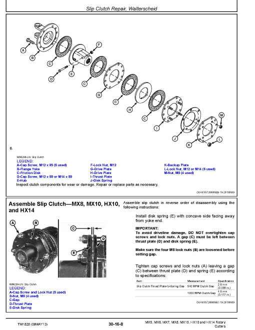 John Deere HX10, HX14, MX10, MX5, MX6, MX7 and MX8 Rotary Cutters (North America) Technical Manual (TM1828) John Deere HX10, HX14, MX10, MX5, MX6, MX7 and MX8 Rotary Cutters (North America) Technical Manual (TM1828)