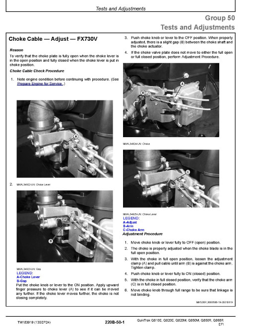 John Deere QuikTrak Q810E, Q820E, Q820M, Q850M, Q850R and Q865R EFI Stand-On Mowers (SN. from 010001) Technical Manual (TM183919)