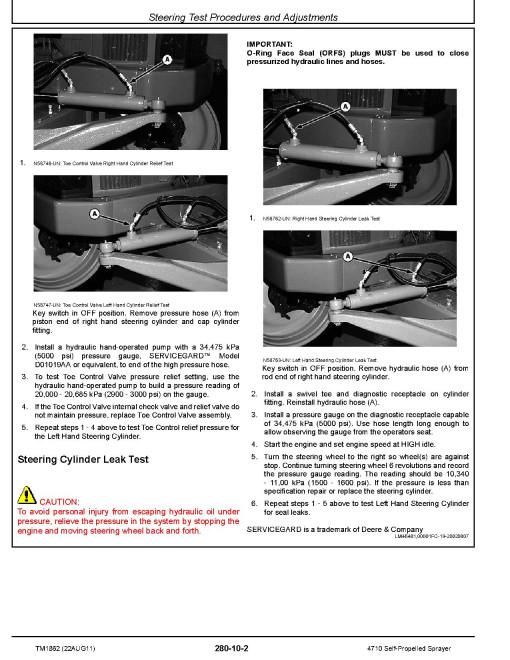 John Deere 4710 (SN. up to 004000) Self-Propelled Sprayers Diagnostic Manual (TM1862) John Deere 4710 (SN. up to 004000) Self-Propelled Sprayers Diagnostic Manual (TM1862)