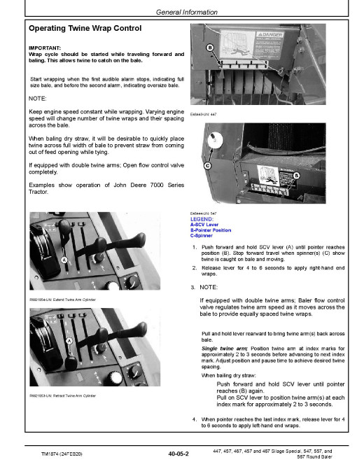 John Deere 447, 457, 467, 467 Silage Special, 547, 557 and 567 Round Balers (SN. up to 300000) Technical Manual (TM1874) John Deere 447, 457, 467, 467 Silage Special, 547, 557 and 567 Round Balers (SN. up to 300000) Technical Manual (TM1874)