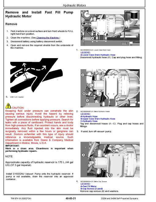 John Deere 332M and 340M Self-Propelled Sprayers (Europe) Repair Technical Manual (TM187419)