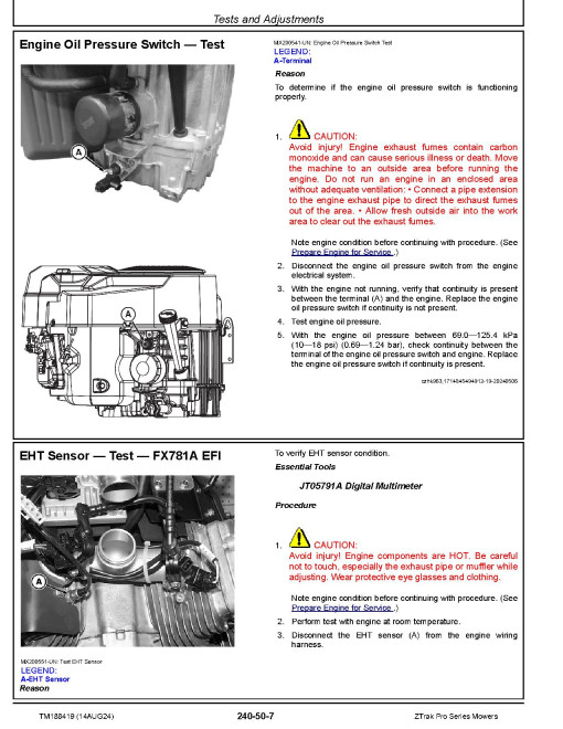 John Deere ZTrak Pro Z915E, Z920M/R, Z930M/R, Z950M/R, Z955M/R, Z960M/R, Z965M/R, Z970R, Z985R Mowers Technical Manual (TM188419)
