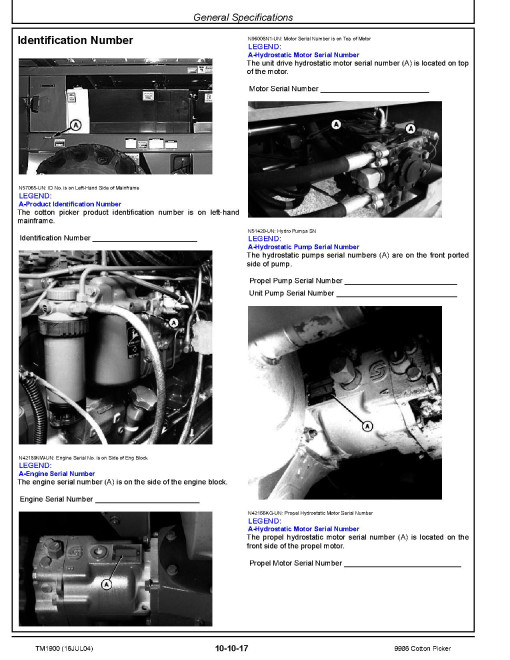John Deere 9986 (SN. from 016001) Cotton Pickers Repair Manual (TM1900) John Deere 9986 (SN. from 016001) Cotton Pickers Repair Manual (TM1900)