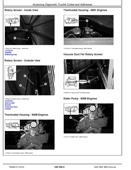 John Deere 9450 (SN. from 695101), 9550 (SN. from 695201) and 9650 (SN. from 695301) Combines Diagnostic Manual (TM2002) John Deere 9450 (SN. from 695101), 9550 (SN. from 695201) and 9650 (SN. from 695301) Combines Diagnostic Manual (TM2002)
