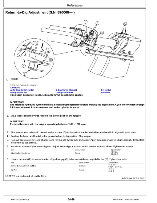 John Deere 644J (SN. before 611231) and 724J (SN. before 611218) 4WD Loaders Operation and Test Manual (TM2075) John Deere 644J (SN. before 611231) and 724J (SN. before 611218) 4WD Loaders Operation and Test Manual (TM2075)