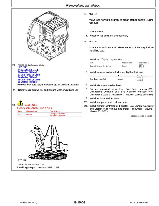 John Deere 135C RTS Crawler Excavators Repair Manual (TM2094) John Deere 135C RTS Crawler Excavators Repair Manual (TM2094)