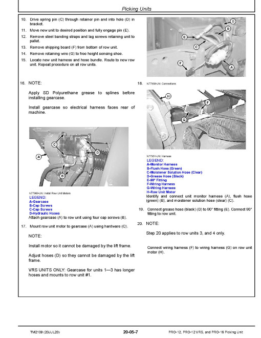 John Deere PRO-12, PRO-12 VRS and PRO-16 Picking Units Repair Manual (TM2109) John Deere PRO-12, PRO-12 VRS and PRO-16 Picking Units Repair Manual (TM2109)