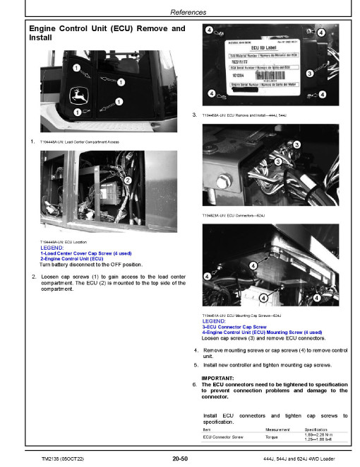 John Deere 444J (SN. before 611274), 544J (SN. before 611799) and 624J (SN. before 611796) 4WD Loaders Operation and Test Manual (TM2135) John Deere 444J (SN. before 611274), 544J (SN. before 611799) and 624J (SN. before 611796) 4WD Loaders Operation and Test Manual (TM2135)