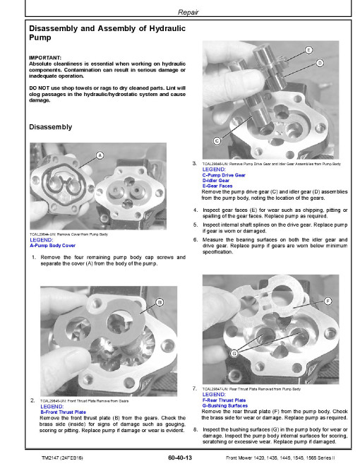 John Deere 1420, 1435, 1445, 1545I and 1565 Series II Front Mowers Technical Manual (TM2147) John Deere 1420, 1435, 1445, 1545I and 1565 Series II Front Mowers Technical Manual (TM2147)