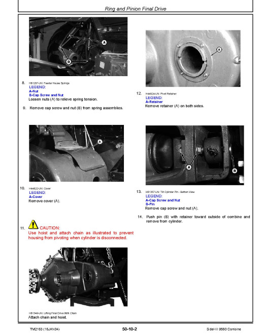 John Deere SideHill 9560 (SN from 705101) Combines Diagnostic and Repair Manual (TM2163)