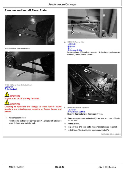 John Deere SideHill 9560 (SN from 705101) Combines Diagnostic and Repair Manual (TM2163)