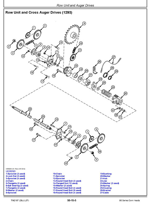John Deere 1290, 1291, 1293, 494, 592, 692, 693, 694, 892, 893 and 894 Corn Heads Repair Manual (TM2167) John Deere 1290, 1291, 1293, 494, 592, 692, 693, 694, 892, 893 and 894 Corn Heads Repair Manual (TM2167)