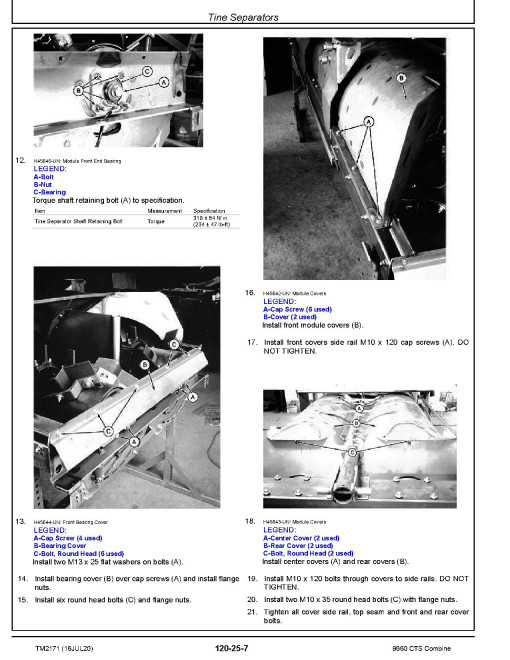 John Deere 9660 CTS (SN. ftom 705401) Combines Repair Manual (TM2171) John Deere 9660 CTS (SN. ftom 705401) Combines Repair Manual (TM2171)