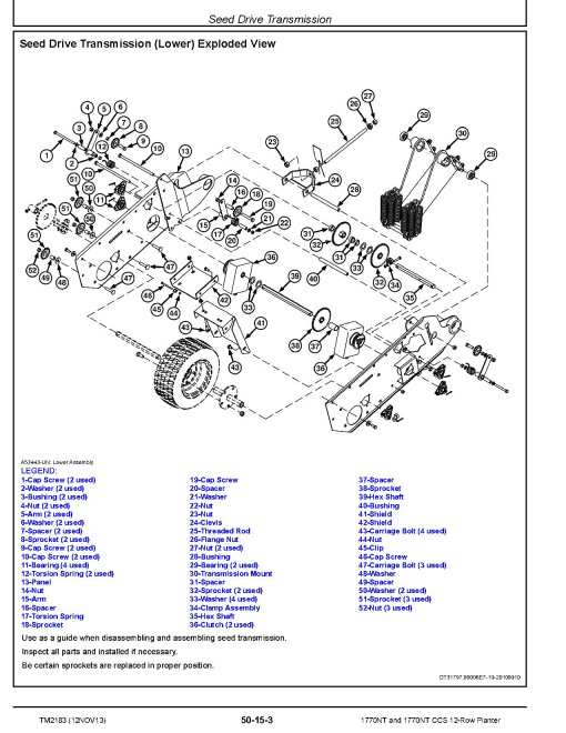 John Deere 1770NT and 1770NT CCS 12-Row Planters (SN. up to 740100) Repair Manual (TM2183)