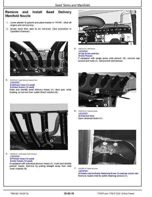 John Deere 1770NT and 1770NT CCS 12-Row Planters (SN. up to 740100) Repair Manual (TM2183)