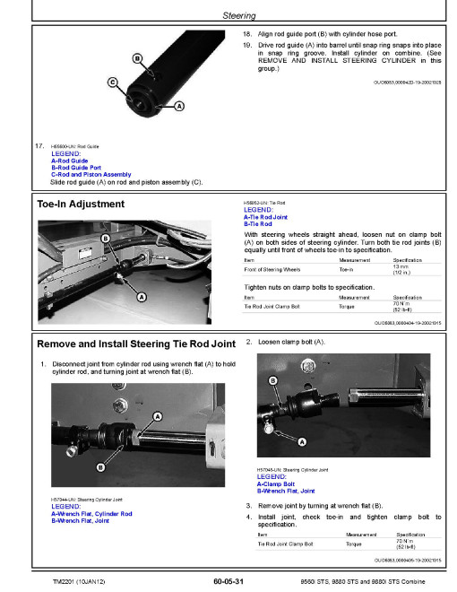 John Deere 9560i STS, 9880 STS and 9880i STS Combines Repair Manual (TM2201) John Deere 9560i STS, 9880 STS and 9880i STS Combines Repair Manual (TM2201)