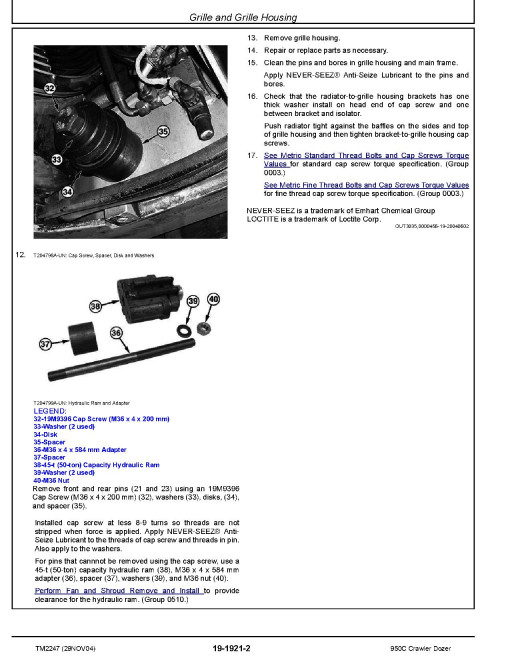 John Deere 950C Crawler Dozers Repair Manual (TM2247) John Deere 950C Crawler Dozers Repair Manual (TM2247)