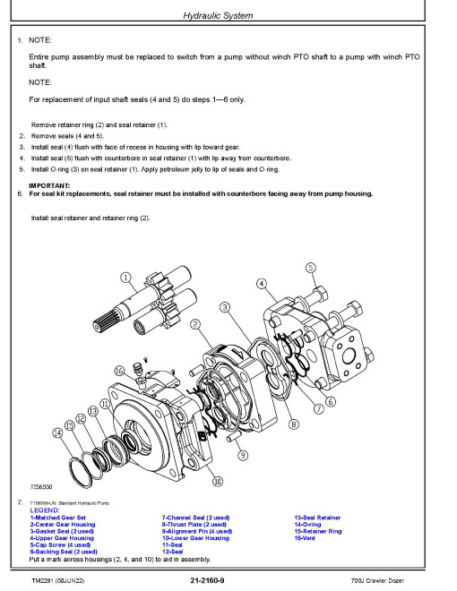John Deere 700J (SN. before 139435) Crawler Dozers Repair Manual (TM2291) John Deere 700J (SN. before 139435) Crawler Dozers Repair Manual (TM2291)