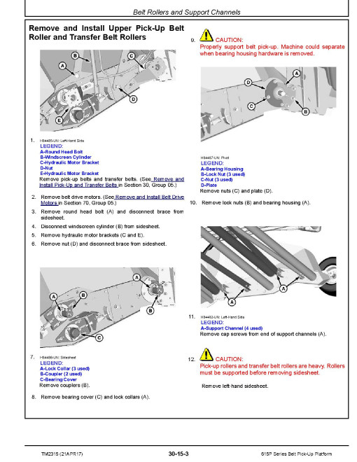 John Deere 615P Belt Pickup Platforms Repair Manual (TM2315) John Deere 615P Belt Pickup Platforms Repair Manual (TM2315)