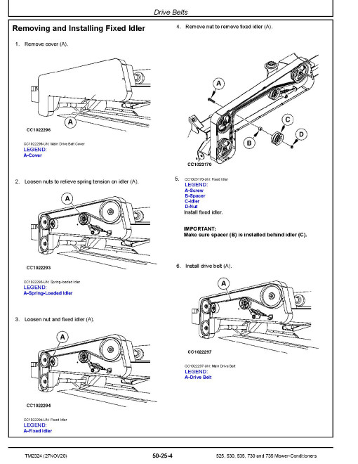 John Deere 525, 530, 535, 730 and 735 Mower-Conditioners (North American Edition) Repair Manual (TM2324) John Deere 525, 530, 535, 730 and 735 Mower-Conditioners (North American Edition) Repair Manual (TM2324)